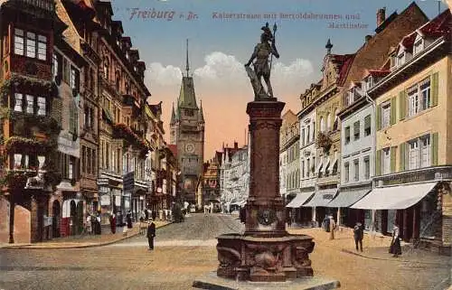 L156 Deutschland 1918 Freiburg i Br Kaiserstraße mit Bertoldsbrunnen Postkarte