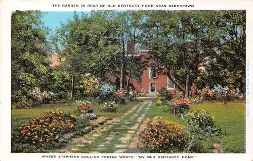 A971 US Garten hinter dem alten Kentucky Haus in der Nähe von Bardstown Vintage Postkarte