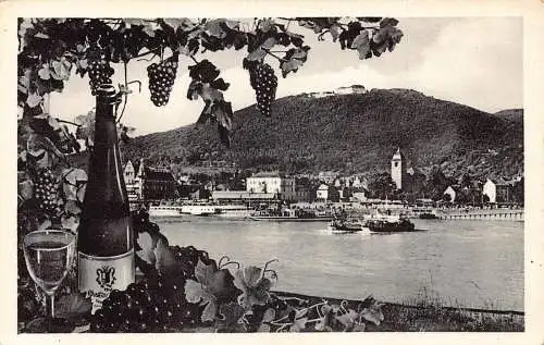 A139 Deutschland Königswinter a Rh Petersberg Weinflasche Trauben Weinberg Postkarte