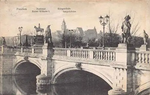 A139 Deutschland 1909 Potsdam Langebrücke Vogelge Kaiser Wilhelm Denkmal Postkarte