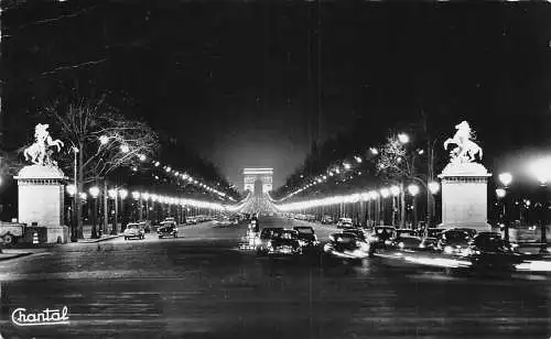 C065 Frankreich Paris Avenue des Champs Elysees 1961 RPPC Vintage Postkarte