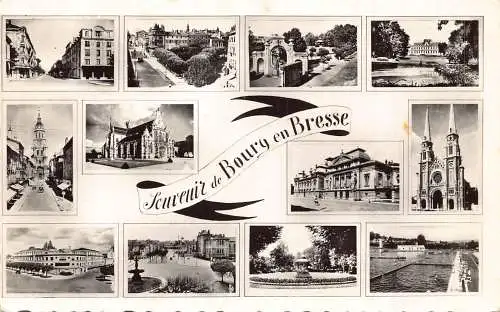 C065 Frankreich Bourg-en-Bresse Sehenswürdigkeiten Touristiques RPPC Vintage Postkarte
