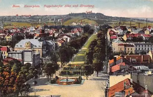A138 Deutschland Bonn Kaiserplatz Poppelsdorfer Allee Kreuzberg Vintage Postkarte