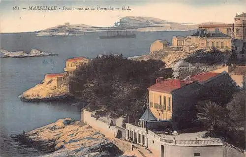 C066 Frankreich Marseille Promenade de la Corniche Vintage Postkarte