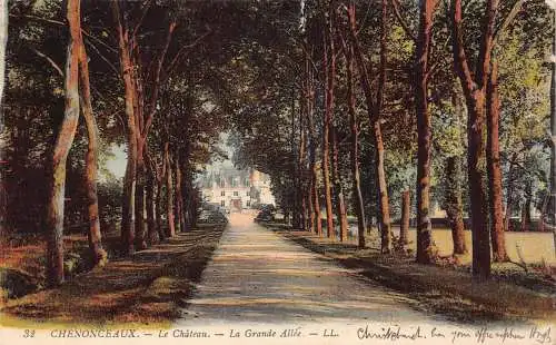 C066 Frankreich Chenonceaux Le Chateau La Grand Alle 1912 Vintage Postkarte