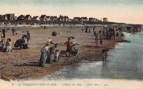 C066 Frankreich Le Touquet Paris Plage Badezeit Vintage Postkarte