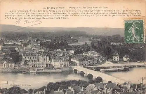 C067 Frankreich Joigny Perspective des deux Rives du Pont Vintage Postkarte