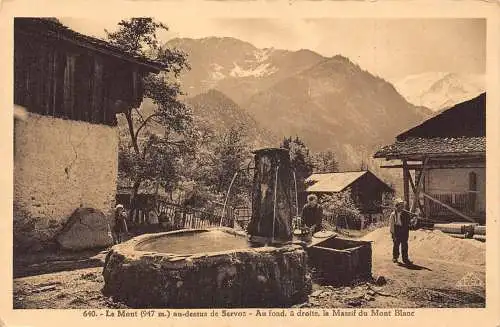 C068 Frankreich Le Mont au dessus de Servoz Le Masiff du Mont Blanc Vintage Postkarte