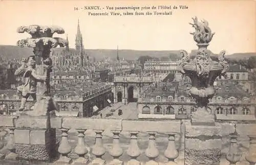 C069 Frankreich Nancy Panoramablick vom Rathaus Vintage Postkarte