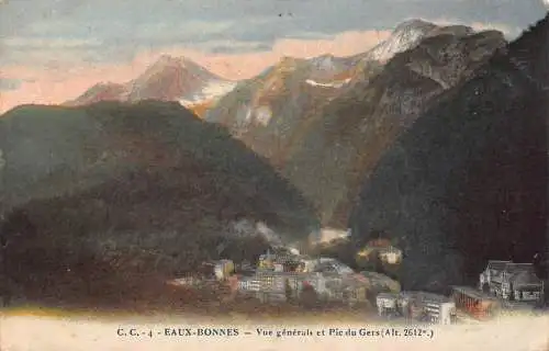 C069 Frankreich Eaux Bonnes vue generale et Pic du Gers Vintage Postkarte