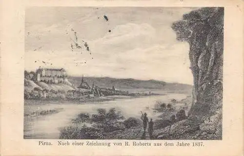 A137 Deutschland 1906 Pirna Zeichnung R Roberts Detailmalerei Vintage Postkarte