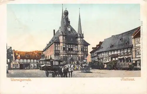 A137 Deutschland Wernigerode Rathaus Rathaus Kutsche Vintage Postkarte