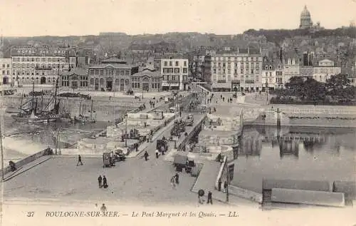 C070 Frankreich Boulogne sur Mer Le Pont Marguet et les Quais Vintage Postkarte
