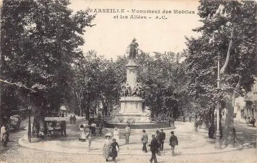 C070 Frankreich Marseille Monument des Mobiles et les Allees Vintage Postkarte