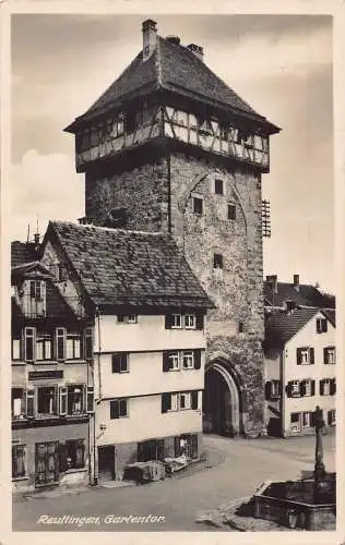 A136 Deutschland 1924 Reutlingen Gartentor Tor Turm RPPC Vintage Postkarte