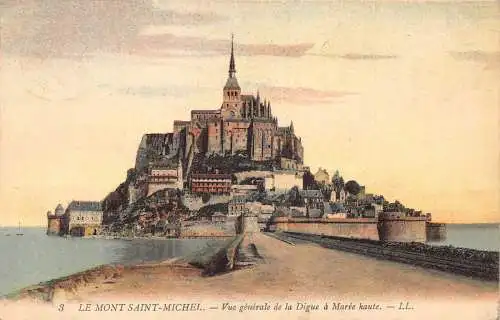 C071 Frankreich Le mont Saint Michele vue generale de la Digue 1908 Vintage Postkarte