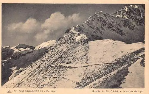 C071 Frankreich Superbagneres Montee du Pic Cecire Vintage Postkarte