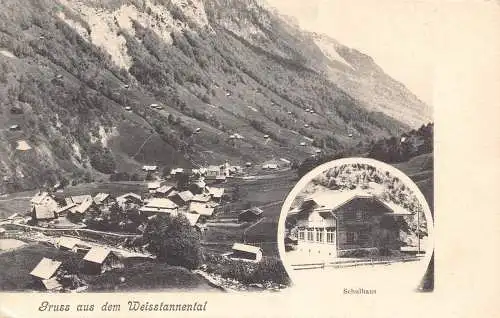A134 Schweiz 1906 Gruss aus dem Weisstannental Schulhaus Schule Postkarte
