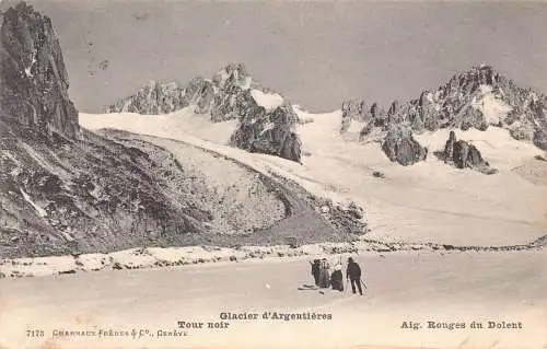 A133 Frankreich 1908 Glacier D'Argentieres Tour Noir Bergsteiger Vintage Postkarte