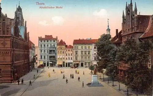 L021 Deutschland 1916 Thorn Altstaatlicher Markt Feldpost 1. Weltkrieg Vintage Postkarte