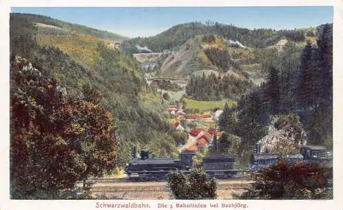 L193 Deutschland Schwarzwaldbahn 3 Linien bei Bachjoerg Dampfbahn Eisenbahn Postkarte