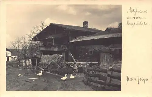 L209 Deutschland Holzhaus aus dem bayer Wald Bauernhaus Enten Vintage Postkarte