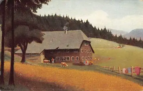 L211 Deutschland Haus am Schwarzwald Kühe Gedicht Vintage Postkarte