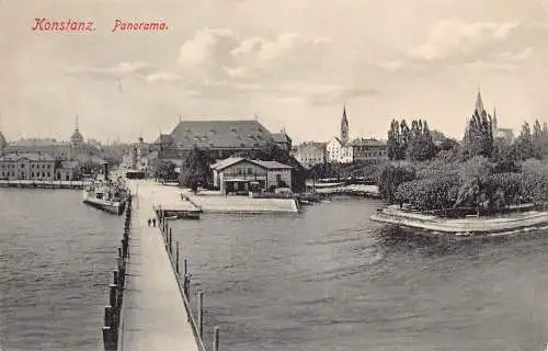 L156 Deutschland 1909 Konstanz. Panorama Deck, Boote, See, Stadtansicht Vintage Postkarte