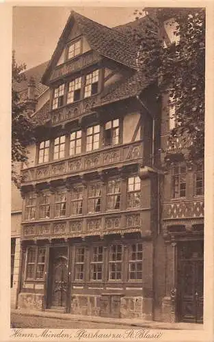 L218 Deutschland Hann Münden Pfarrhaus zu St Blasue Vintage Postkarte