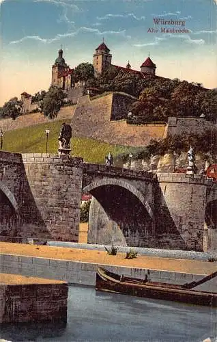 L212 Deutschland Würzburg Alte Mainbrücke Vintage Postkarte