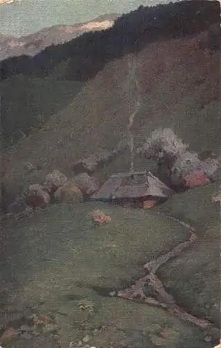 L218 Deutschland Pater Reiss Fruehling im Schwarzwald Gemälde Vintage Postkarte