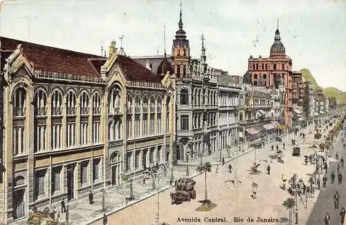 L248 Brasilien 1913 Avenida Central. Rio de Janeiro. Kutsche Vintage Postkarte