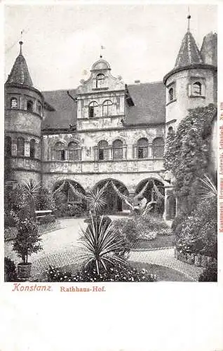 L219 Deutschland Konstanz Rathaus-Hof Rathausgarten Vintage Postkarte