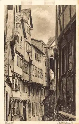 L219 Deutschland Kassel Kettengasse Schmale Straße Vintage Postkarte