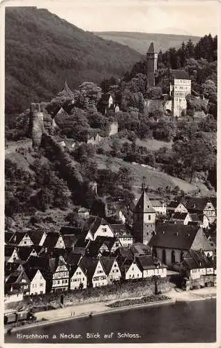 L219 Deutschland Hirschhorn a Neckar Blick auf Schloss Schloss RPPC Vintage Postkarte