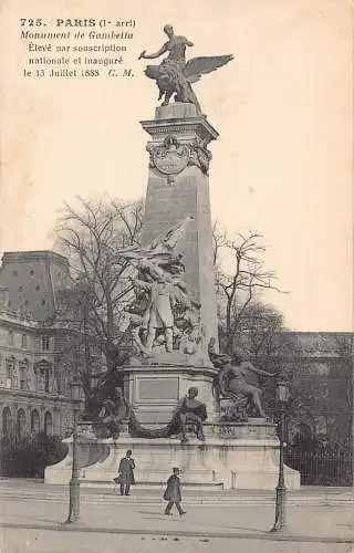 C076 Frankreich Paris Monument de Gambetta Vintage Postkarte