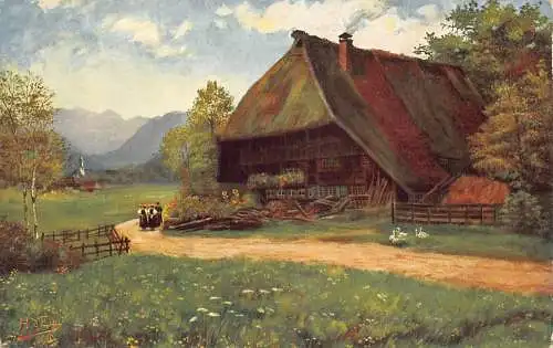 L211 Deutschland Haus des Buergermeisters Sonntag Morgen Mädchen Traditionelle Postkarte