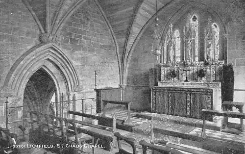 L247 England Lichfield St Chads Chapel Interieur Vintage Postkarte