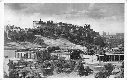 L245 Schottland 1954 Edinburgh Kunstgalerien und Schloss Vintage Postkarte