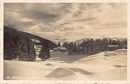 A187 Schweiz Abteilung auf Lenzerheide Sonnenuntergang Schnee Vintage Postkarte