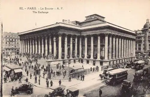 A819 Frankreich Paris Börse Tauschwagen Straßenbahn Oldtimer Postkarte