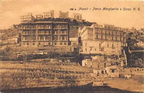 A018 Italien Neapel Napoli Parco Margherita e Corso VE Vintage Postkarte