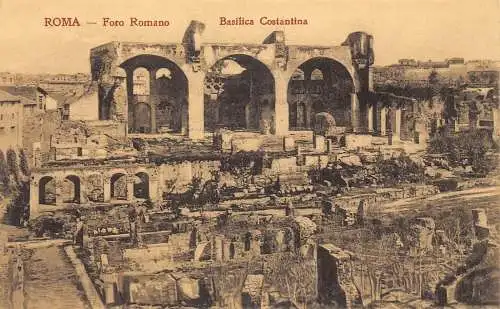 A017 Italien Rom Forum Romanum Basilika Konstantina Vintage Postkarte