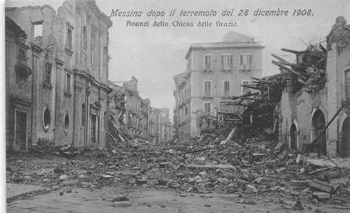 A016 Italien Messina Erdbebenkatastrophe 1908 Chiesa delle Grazie Kirche Postkarte