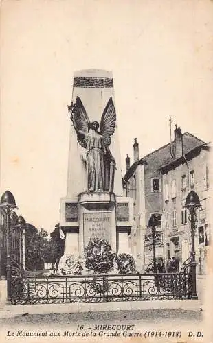 L118 Frankreich Mirecourt Kriegerdenkmal Erster Weltkrieg Vintage Postkarte