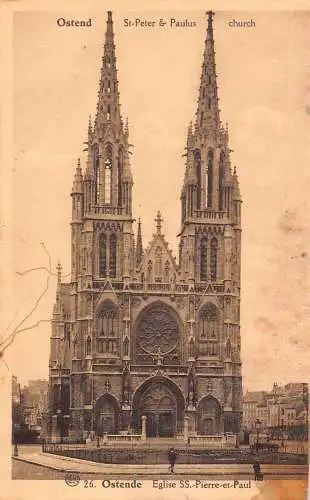 L116 Belgien Ostende St Peter & Paulus Kirche Vintage Postkarte