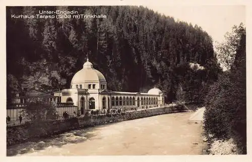 L100 Schweiz Unter-Engadin Kurhaus Tarasp Trinkhalle Vintage Postkarte
