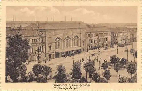 L047 Frankreich Strassburg im Elsass Bahnhof Vintage Postkarte