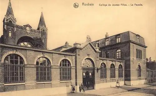 L047 Frankreich Roubaix Front Mädchen College, Schule Vintage Postkarte