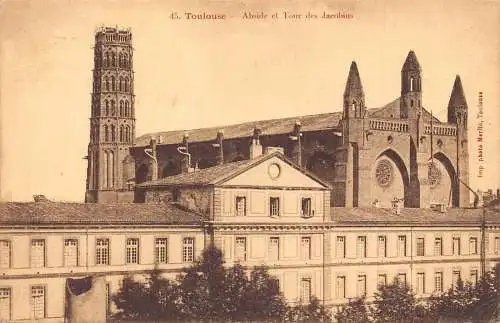 L047 Frankreich 1910 Toulouse Abside et Tour des Jacobins Vintage Postkarte